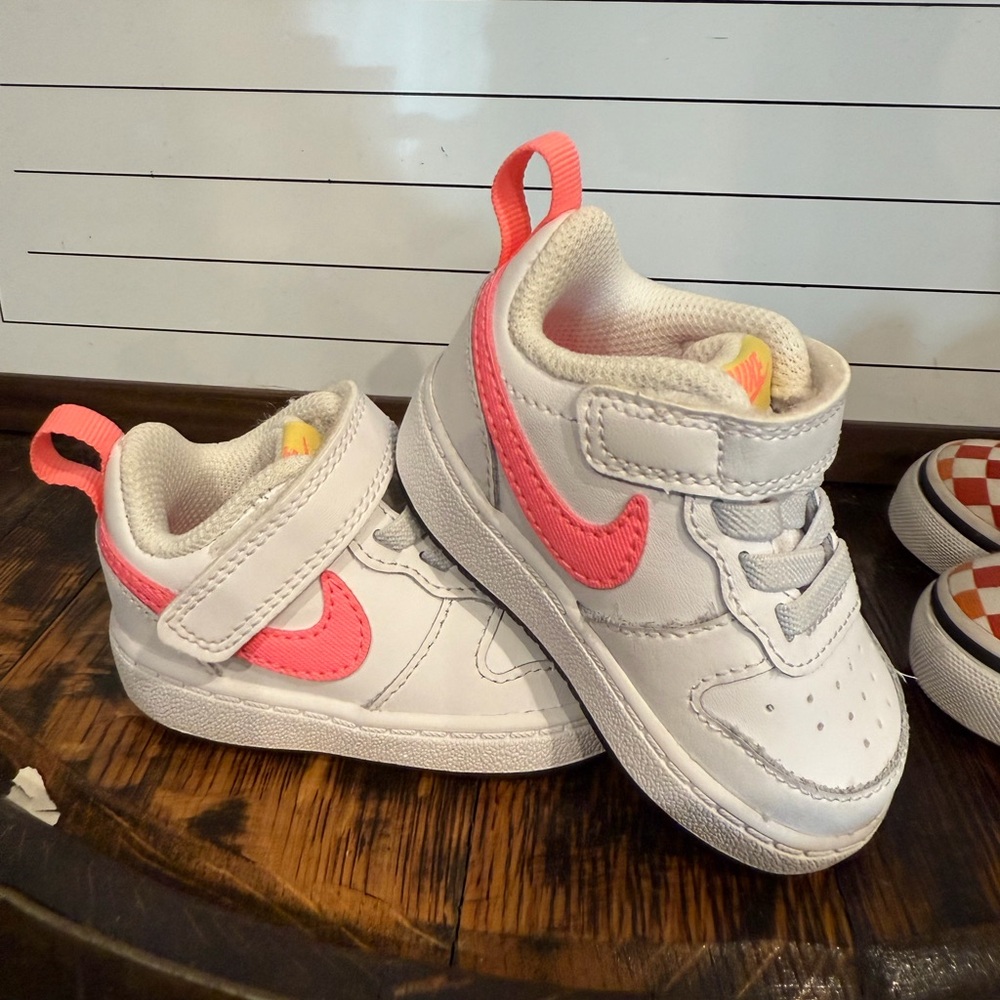 Nike Kids White and Coral Sneakers